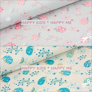 Cotton Fabric,Hedgehog Fabric, Baby Cotton Fabric,Hedgehogs with flower, Clothes Fabric, Nursery fabric, Fabric by the Yard-Half Yard