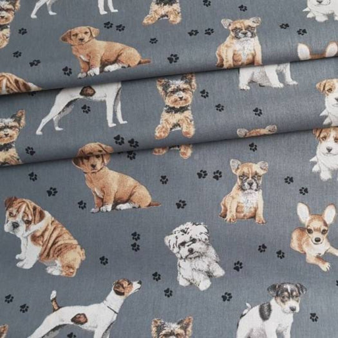 Dogs Cotton Fabric,pets Fabric,nursery,dog Breeds Fabric,dog Print