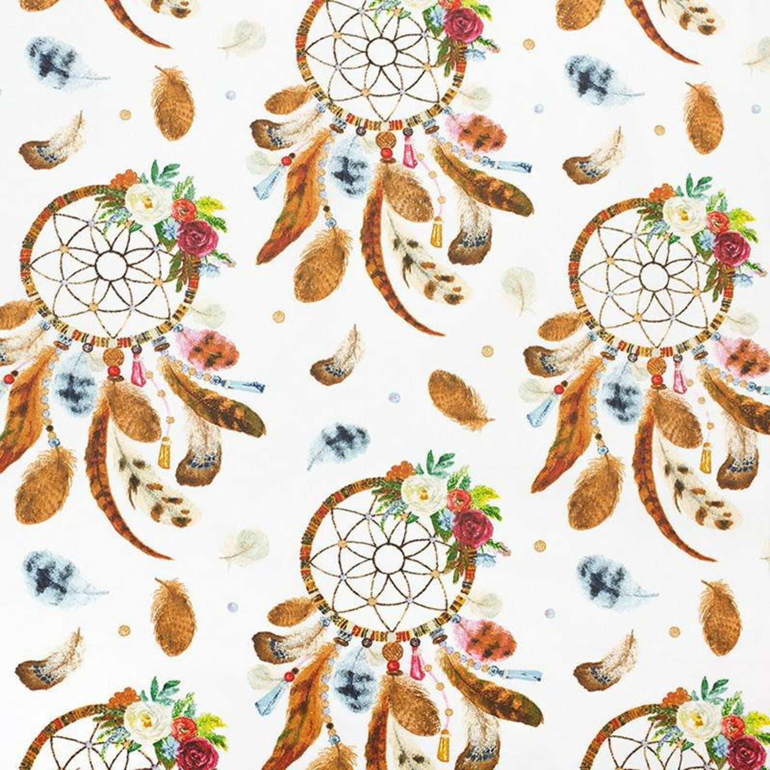 Dreamcatcher cotton Fabric By The Yard Boho Dream Catcher Etsy