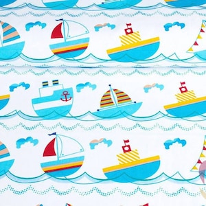 Sail Boats Fabric, Cotton Fabric By The Yard, Sail Boats, Nautical Fabric, Baby Boy Fabric, Baby Fabric, crib, Sailboat fabric, ocean Fabric