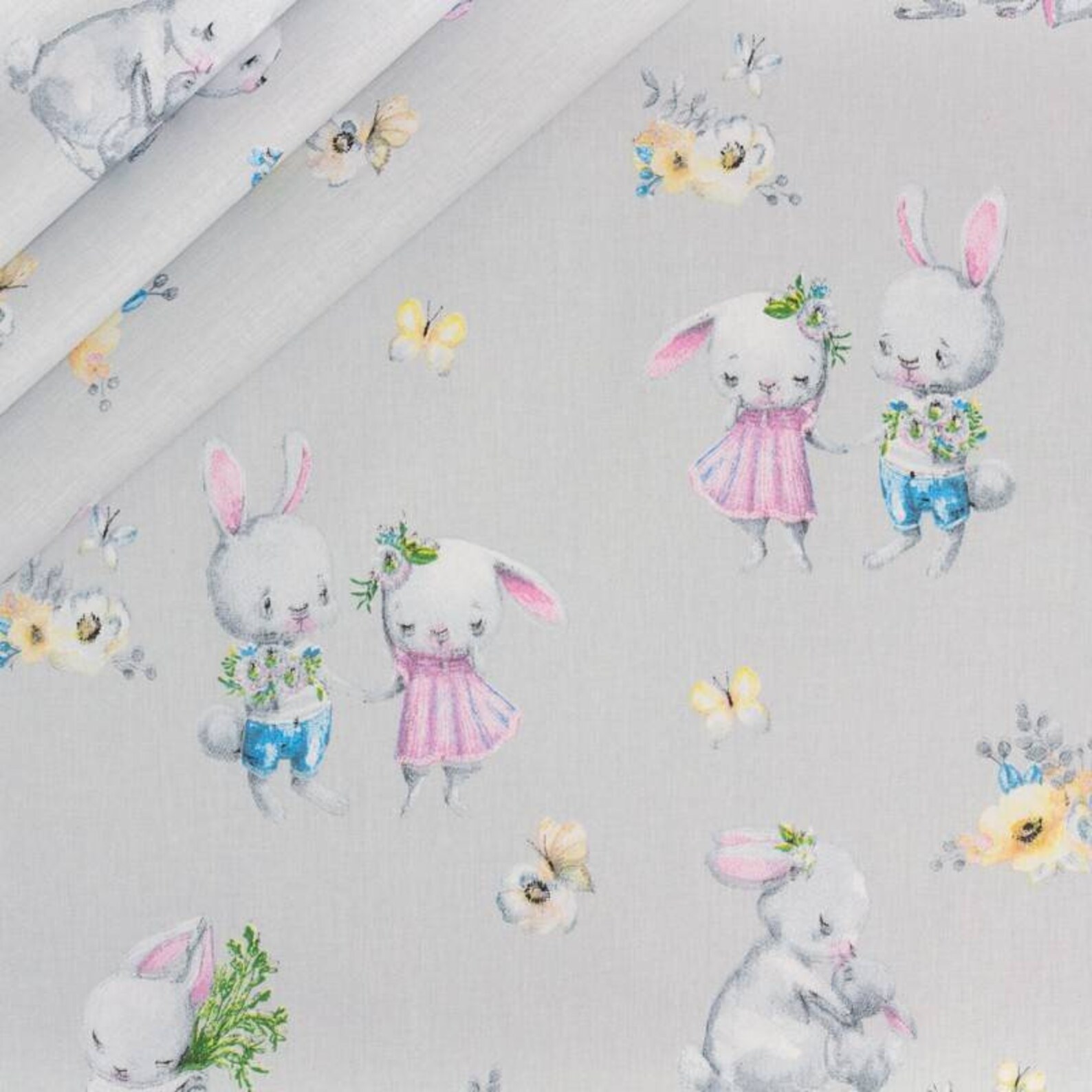 Bunny FabricRabbits FabricCotton Fabricbaby | Etsy