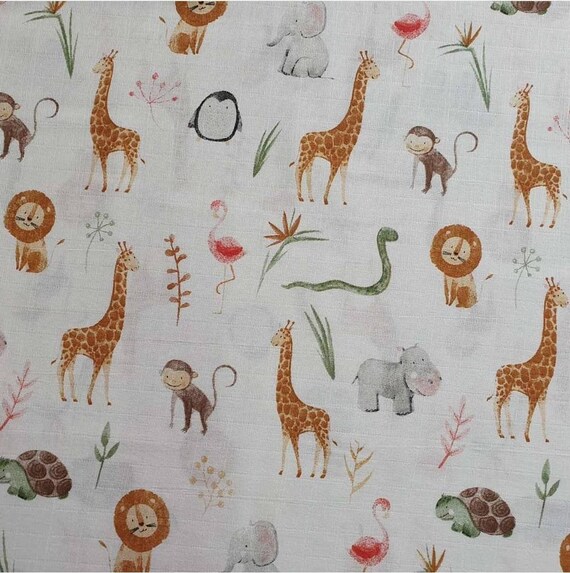 Double Gauze Fabric, Organic Soft Cotton Fabric, Woodland Baby Fabric,  Newborn Fabric, Forest Animal Fabric, Muslin Clothing Fabric by Yard 