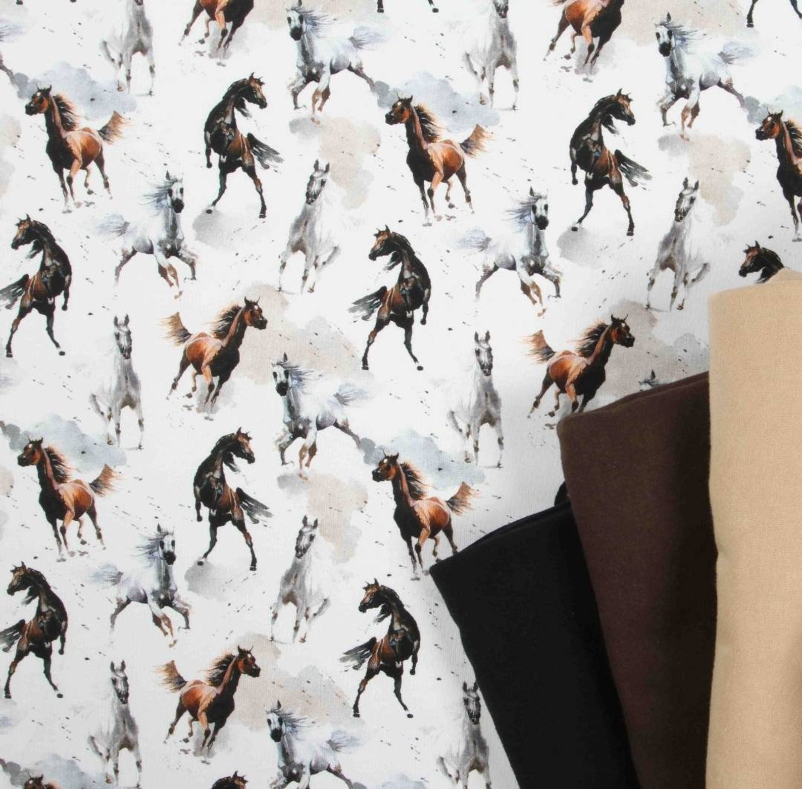 Horse Cotton Fabric by the Yard Wild Horses Fabrichorses Etsy