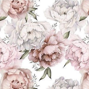 Peonies Cotton fabric, Flower Fabric, Floral fabric, Fabric by the yard, Premium Cotton Fabric, digital print, Quilting cotton