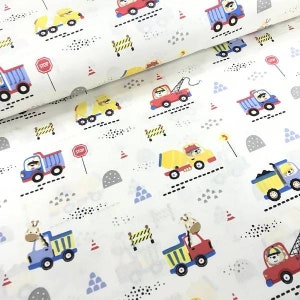 Animals fabric,cars fabric,cotton Fabric,Construction Trucks,Fabric By The Yard,Nursery Fabric,baby fabric,construction vehicles,boys fabric