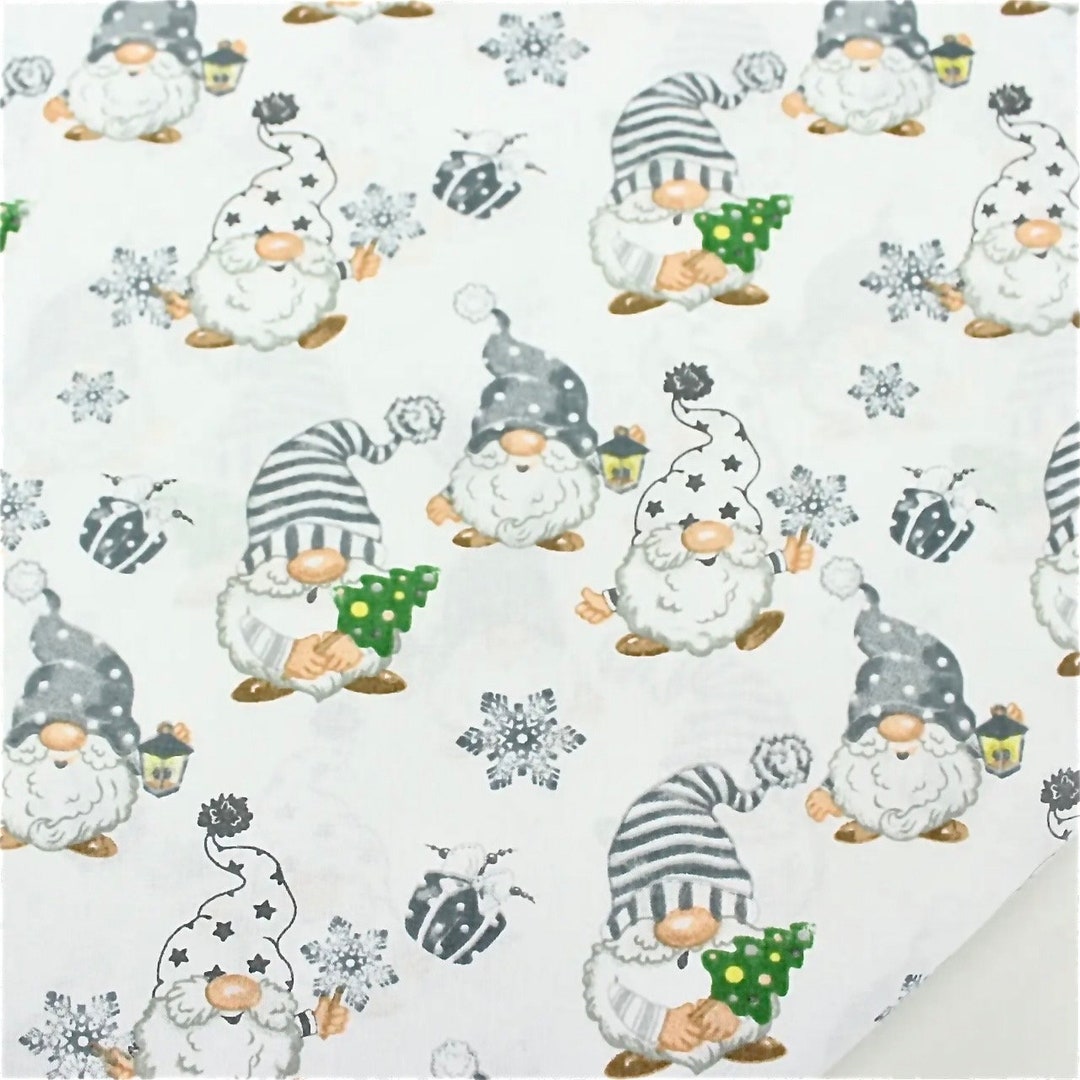 Christmas Gnomes Cotton Fabric by the Yardchristmas Etsy