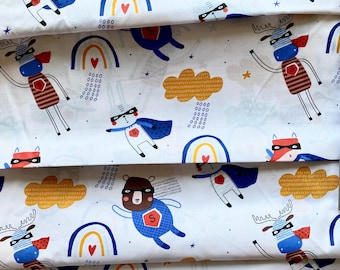 Baby Hero Baumwolle Stoff, Baumwolle, Kinderstoff, Quilt, Kinderstoff, Babystoff, Kinderzimmerder Stoff