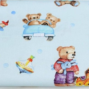 Bear cotton Fabric, Bear Fabric, Fabric by the Yard,Baby Boy Fabric,Organic Fabric,Nursery Fabric,baby quilt fabric,toys fabric, blankets