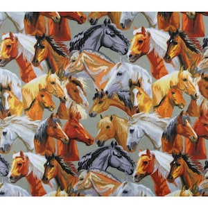 Horse Fabric, Cotton Fabric By The Yard, wild horses Fabric,horses Decor, farm animals, horse print, quilting fabric,packed horse Fabric