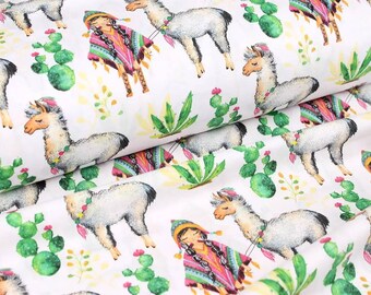 Cactus Fabric Lama Fabric Alpaca  Fabric cotton Fabric by the Yard Half Yard fat quarter Fabric for sewing and needlework bedding deror