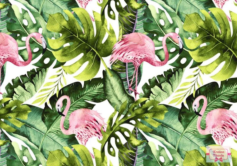 Flamingos cotton fabric Flamingo Fabric By The Yard Monstera Etsy