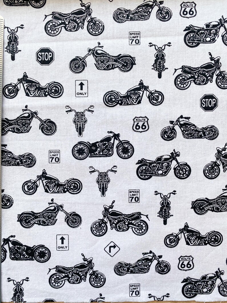 Bicycles Black and White Cotton Fabric,motorcycle Fabric,vintage ...