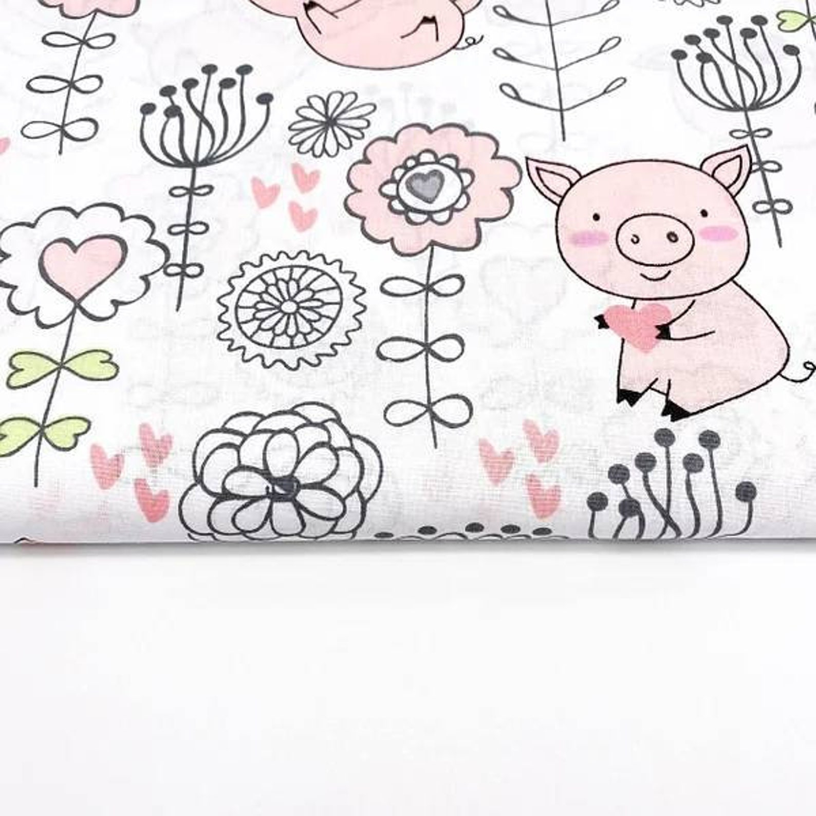 Cute Piggy Fabric Pig Print Fabric by the Yardhalf Yard Etsy
