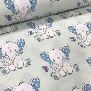 Elephant Fabric,Elephant Fabric by the Yard,Baby Girl Fabric,Baby Boy Fabric,Organic Fabric,Tropical Fabric,Nursery Fabric,baby quilt fabric