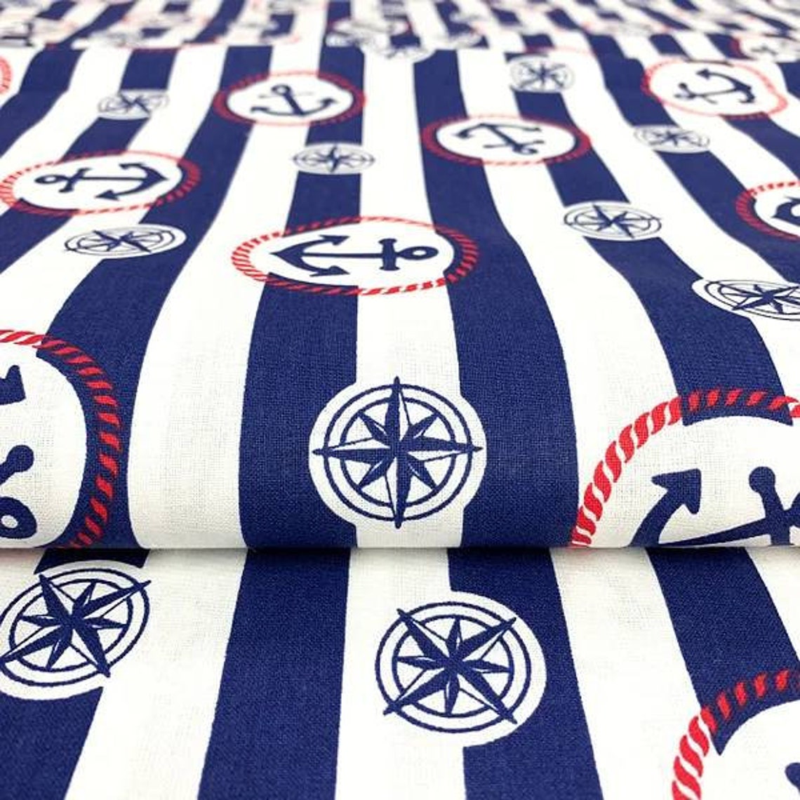 Anchor Fabric 100 Cotton Fabric Marine Fabric Sea Fabric Etsy