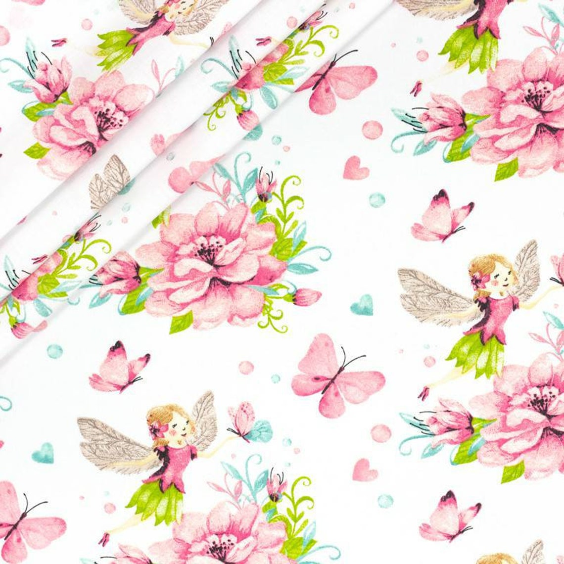 Fairies cotton Fabric fabric by the yardFabric for Etsy