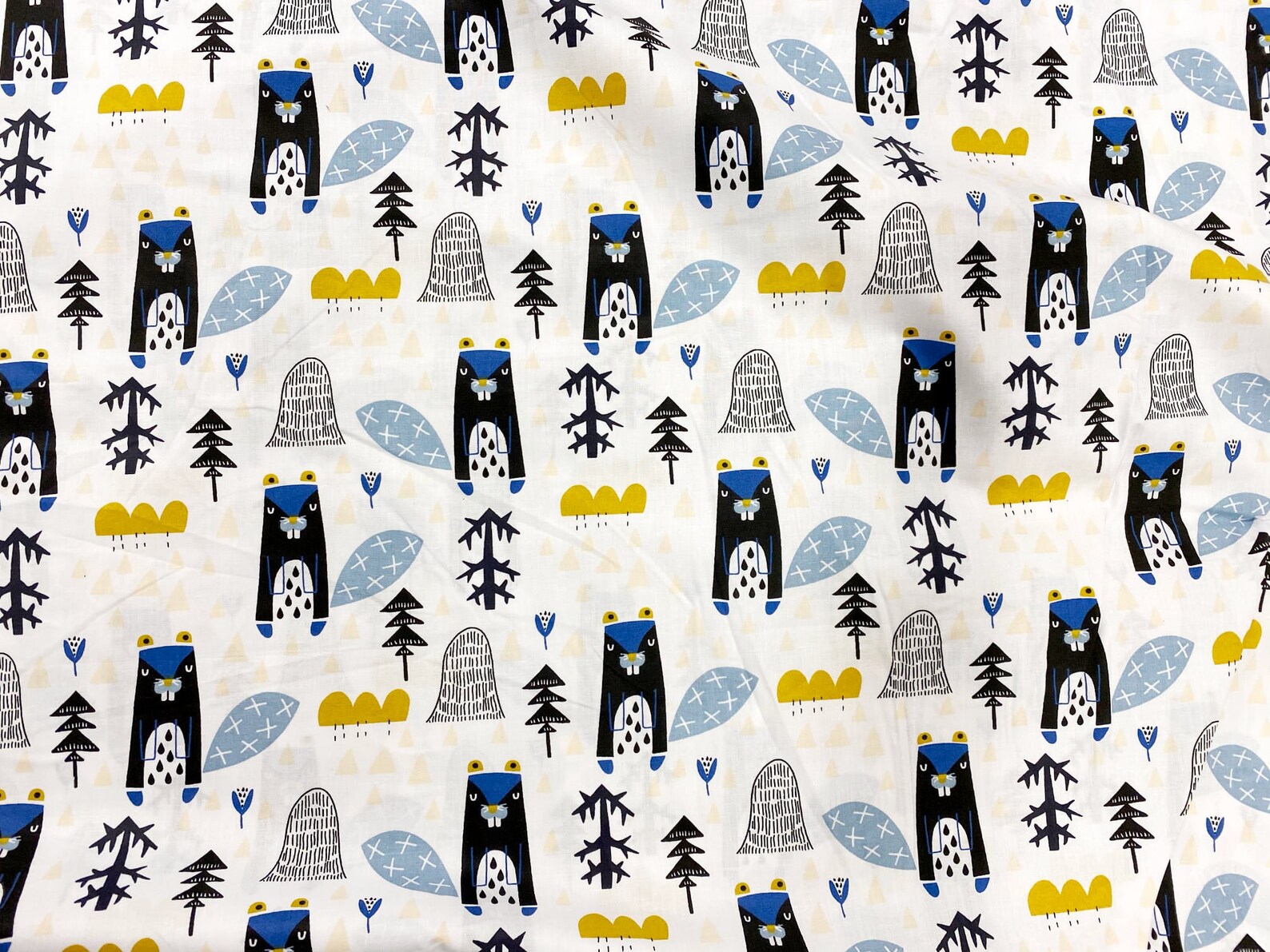 Beavers cotton Fabric by the Yardanimals fabriccute Etsy