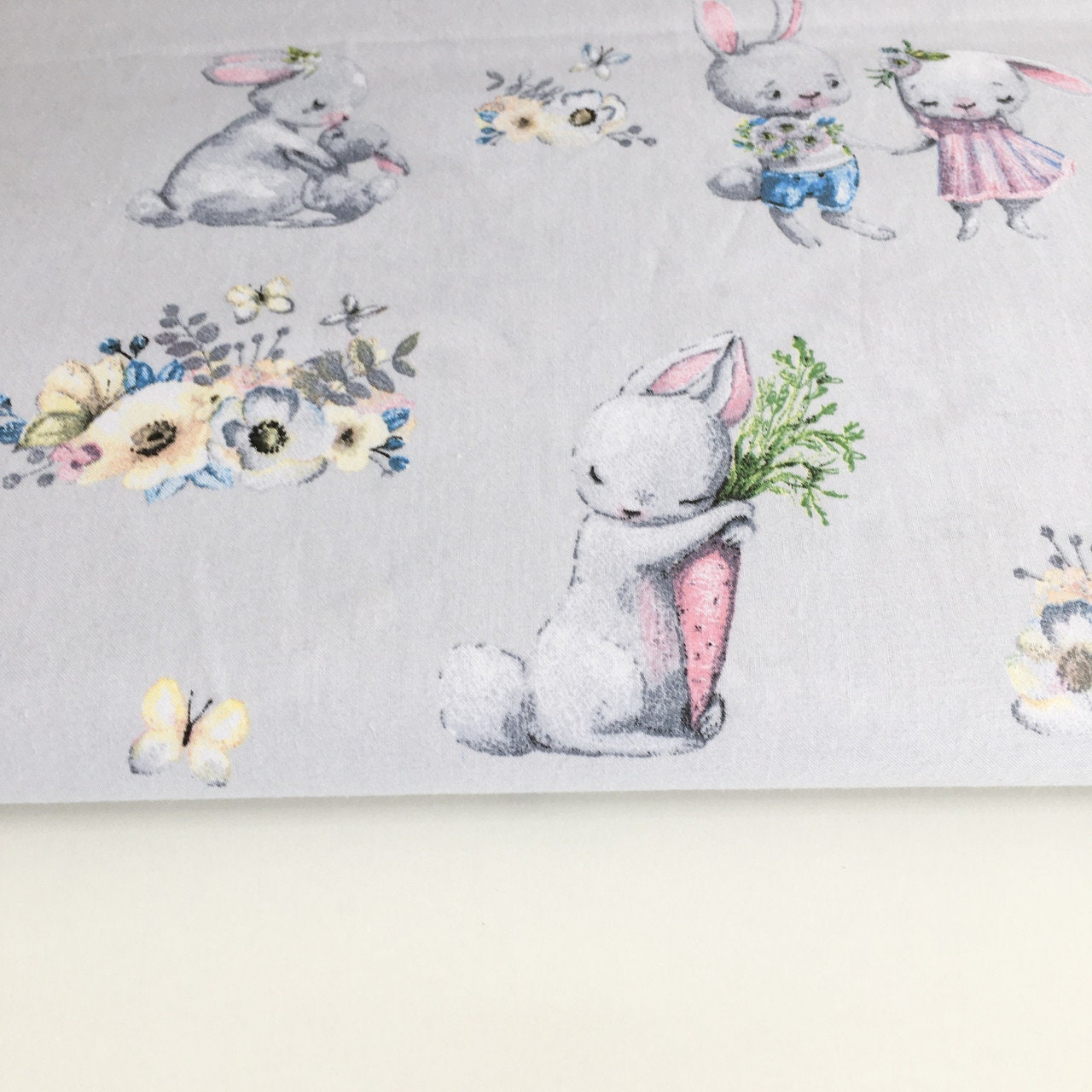 Bunny cotton Fabric Rabbits Fabric baby fabric Quilting Etsy