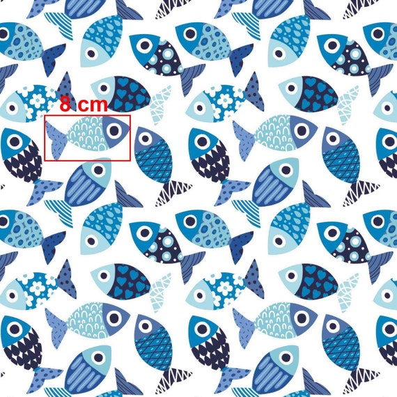 Fish Cotton Fabric by the Yard, Multicolored Fish Fabric,modern Nautical  Ocean Fabric,summer Fabric, Fabric for All Sewing Projects 