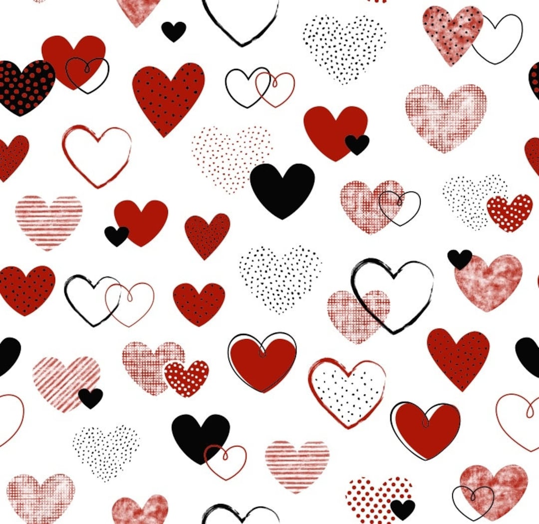 HEARTS Cotton Fabric,red Pink Blue Hearts,hearts Fabric by the Yard