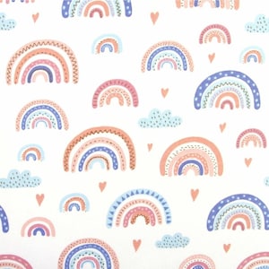Algodón arco iris Tela cortada a medida, tela arco iris, tela arco iris, tela, decoración de guardería, colcha para bebés, tela moderna, natural