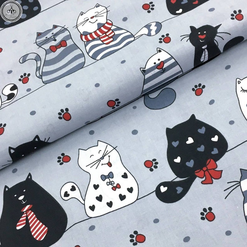 Cat fabric by the Yardcotton fabricCat PrintBaby Etsy