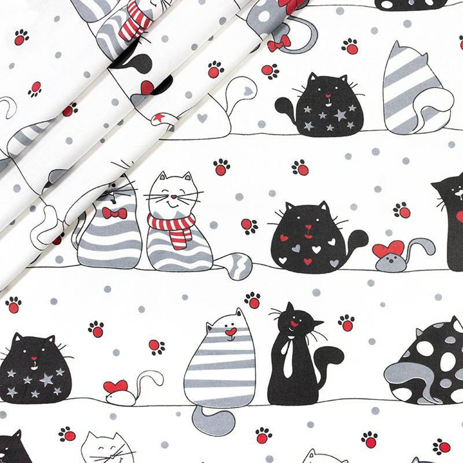 Cat Fabric by the Yard Cotton Fabric Cat Print Baby Fabric Etsy