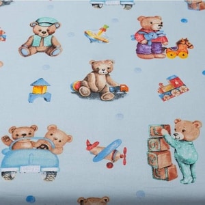 Bear cotton Fabric, Bear Fabric by the Yard,Baby Boy Fabric,Organic Fabric,Nursery Fabric,baby quilt fabric,toys fabric, bears