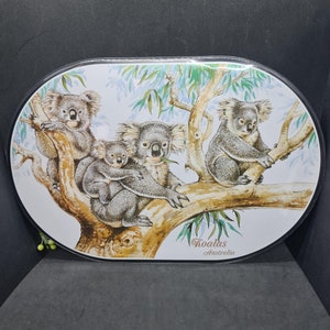 Koala Tischsets, Australische Karte mit Tieren PVC Tischsets Set mit 6 Ovalen Tischsets, Designed in Australien, Tolles Geschenk