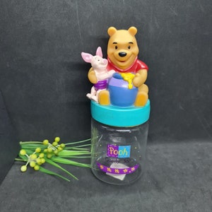 Winnie The Pooh Candy Jar, Disney Winnie & Piglet Lolly Jar, Collectable Container, Vintage Plastic Jar, Excellent condition, Great gift