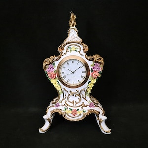 Miniature Clock, Rare Vintage Small Quartz Clock, Table, Desk, Travel Clock, Gorgeous Floral Design, Excellent condition, Decor, Great gift