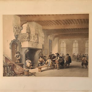 Prefeitura de Oudenarde, Bélgica, gravura em papelão, arte de parede antiga rara, decoração de parede para casa, arte histórica, ótimo presente