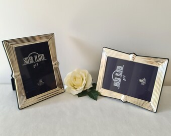 Silver Photo Frames, Rare Vintage Silver Plated Gorgeous Design Metal Frame, Felt Back Picture Frame, Set of 2, Rectangular Photo Great Gift