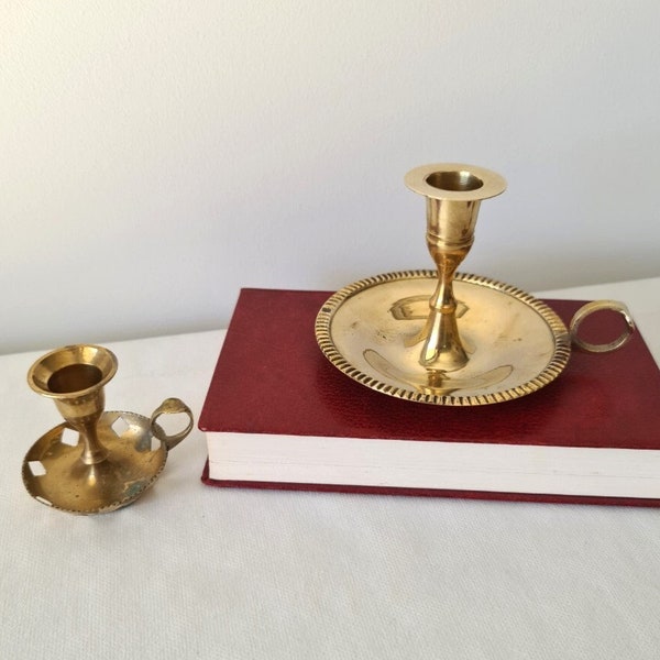 Brass Candlestick Holder, Vintage Portable Brass Candle Holders, Chamber Candle Sticks, 2 Different Designs, Great Gift
