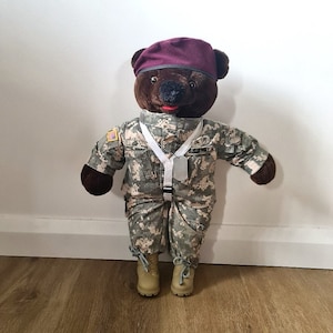 US Army Plush Toy, Bear Force of America 1989 Rare Stuffed Toy, Airborne Military Teddy Bear, Ira Green Inc. Large Size Toy, Great gift