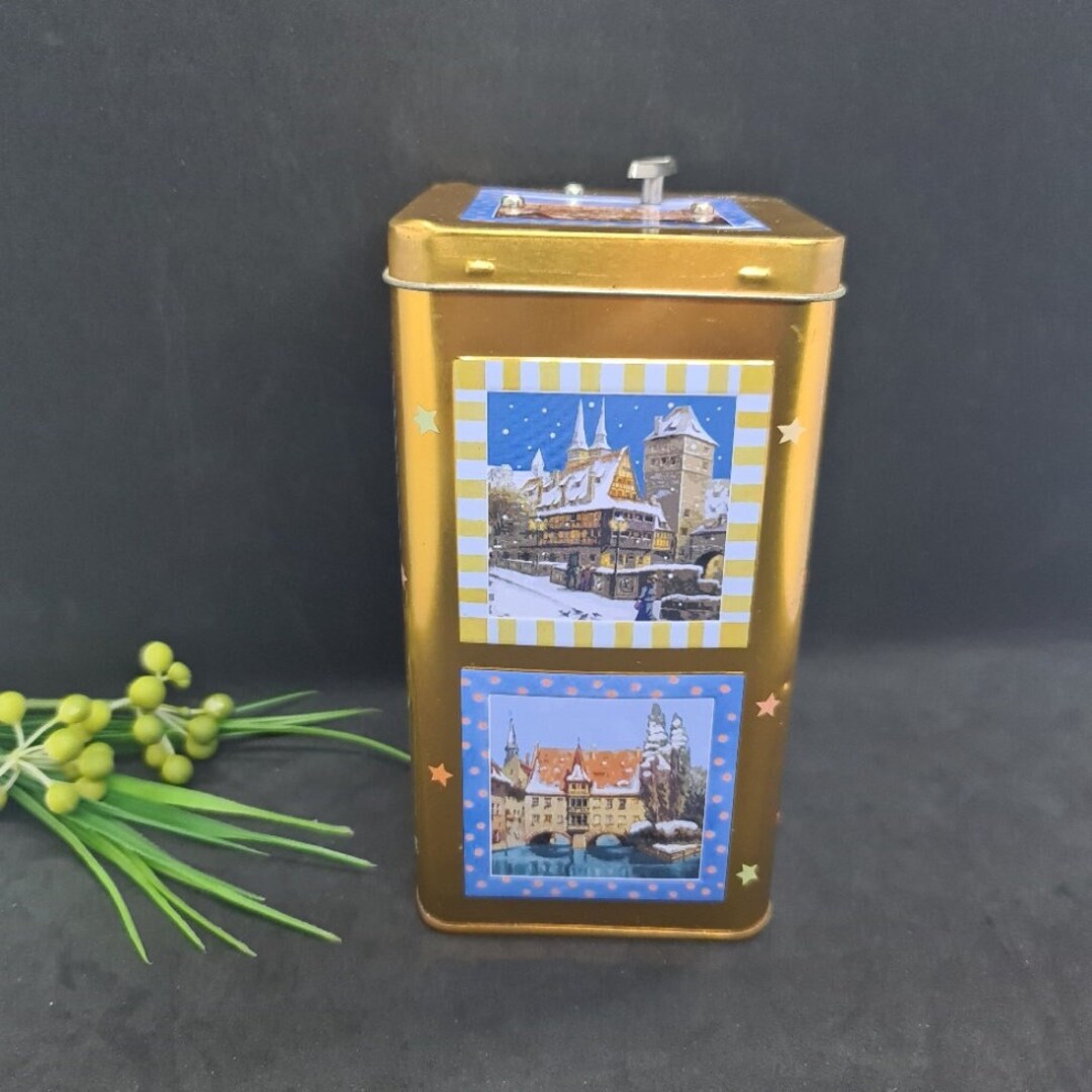 Music Box, Metal Collectable Empty Tin, Coffee, Tea, Lolly Storage ...