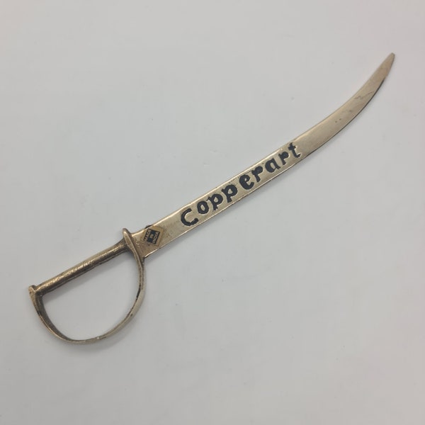 Brass Sword Letter Opener, Vintage Sword, Made in India, Copperart, Curved Saber 8'' Long, Great gift