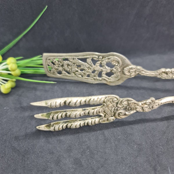 Serveur vintage Brass Bird Claw, Sandwich ou Pinces à viande, Magnifique design percé, Grand cadeau