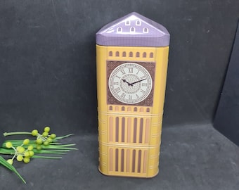 Big Ben Tin, English Collectable Metal Box, Clock, Embossed Design, Square Shape Storage Tin, Excellent condition, Great gift