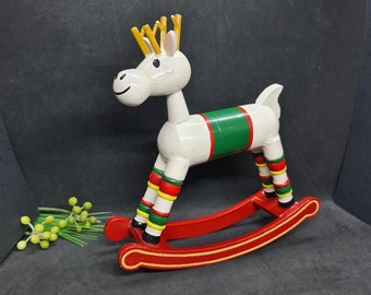 Rocking Reindeer, Vintage Wood Collectable Toy, Nursery Home Decor, Excellent condition, Great vintage gift