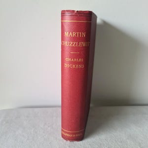 Charles Dickens The Life and Adventures of Martin Chuzzlewit Book Chapman and Hall 1890, Antique Red Hardcover Book, Home Decor, Great Gift