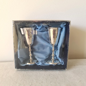 Silver Goblets, Rare Vintage WFM Silver Plated Small Sherry, Liqueur Goblets, Set of 2 in Original Box 9.8cm high (3.85inch), Great gift