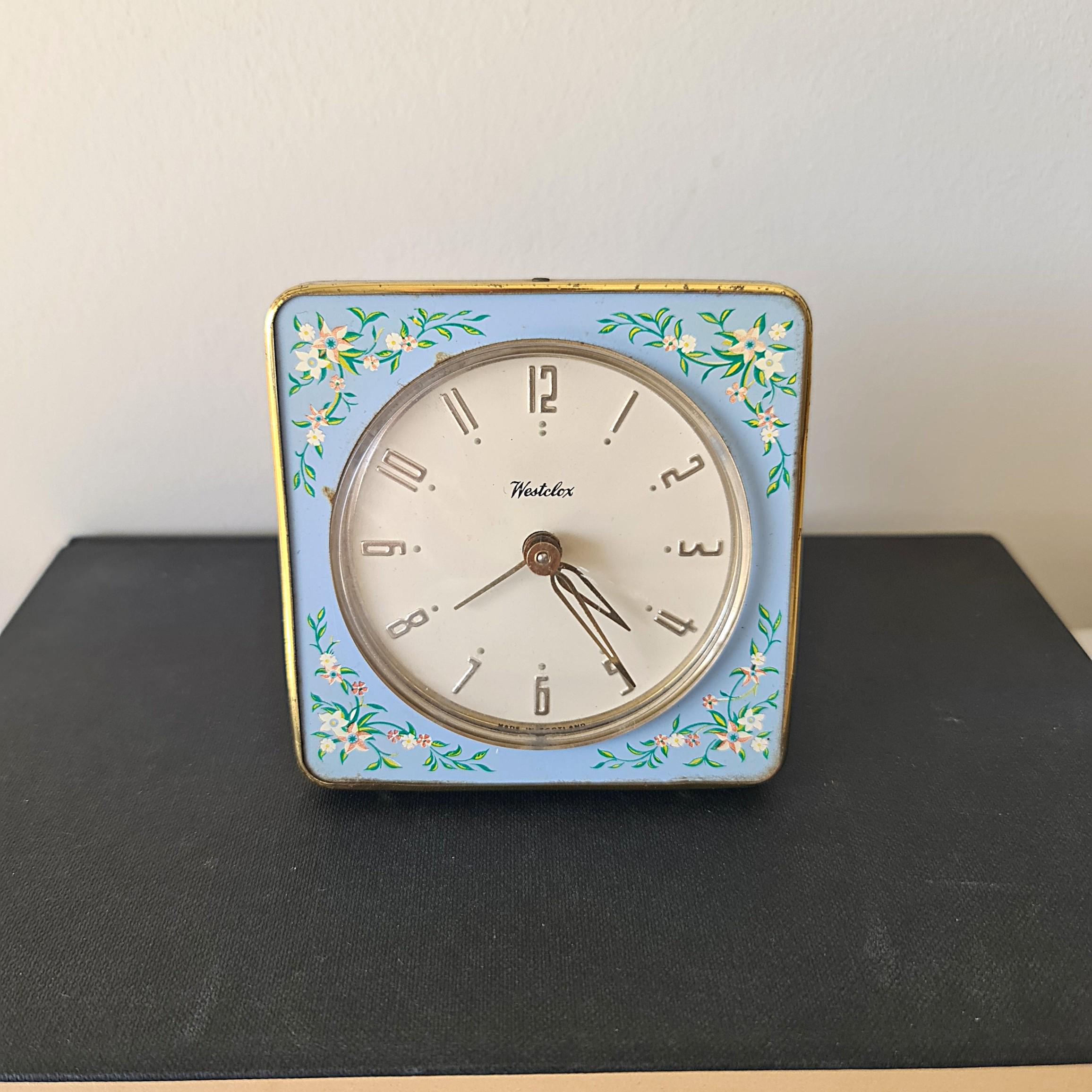 WESTCLOX Clock, Rare Vintage Westclox Small Wind up Alarm Clock