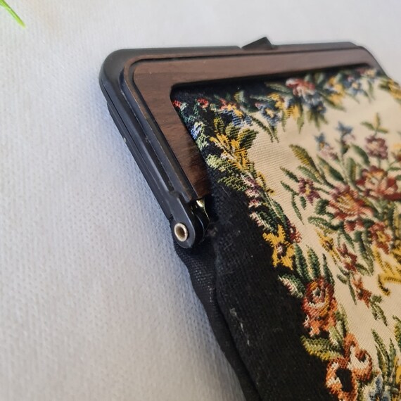 Tapestry Clutch Bag, Vintage Black with Floral Mo… - image 5
