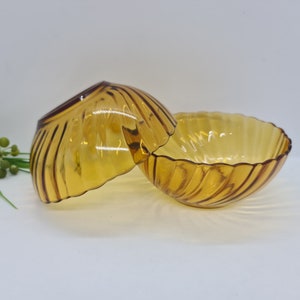 Amber Bowl or Dish, Set of 2 Small Vintage Glass Retro Amber Serving Bowls, Snack, Fruit, Salad, Desert Bowl, Excellent condition Great gift