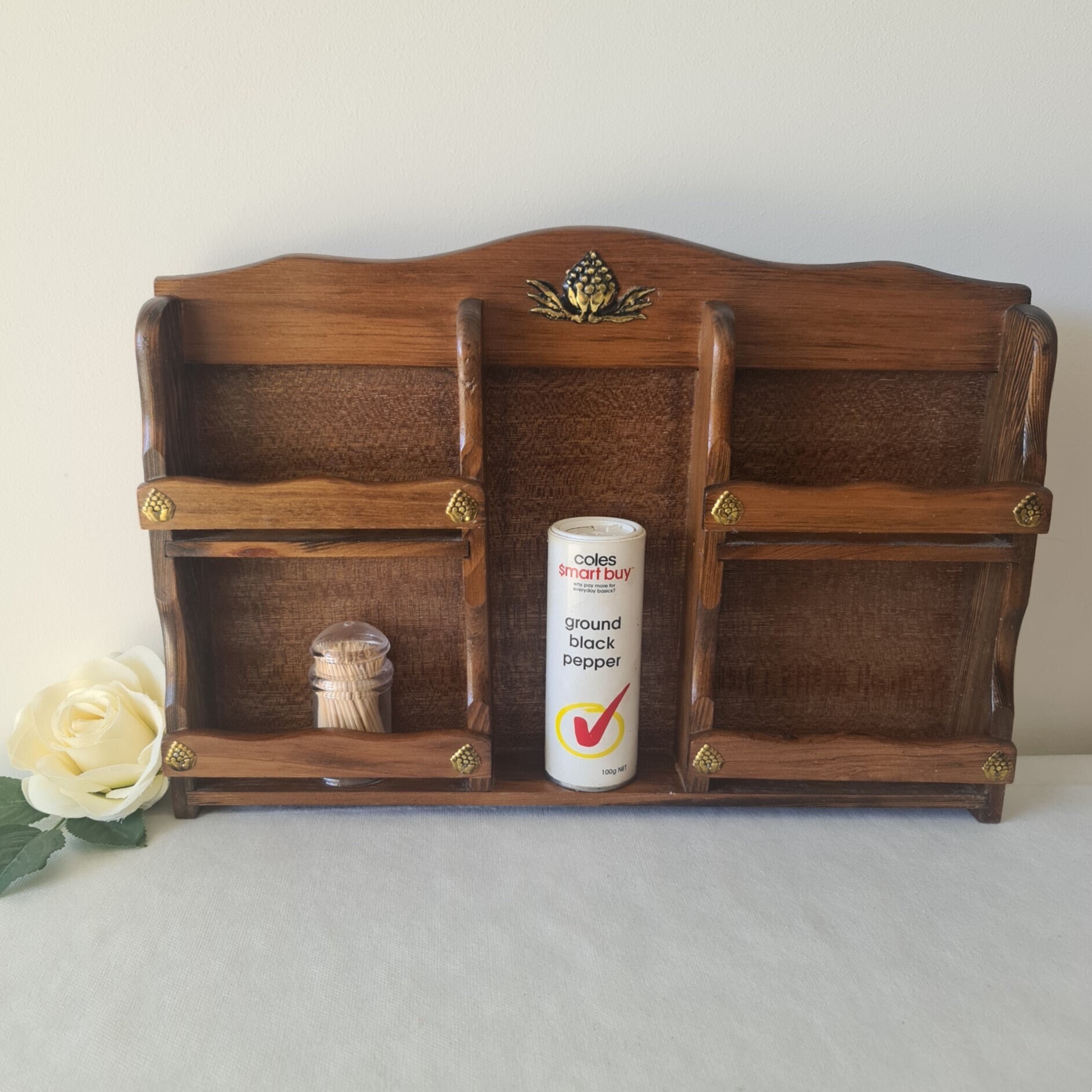 Spice Rack, Timber Spice Bottles Holder, Large Condiments Rack