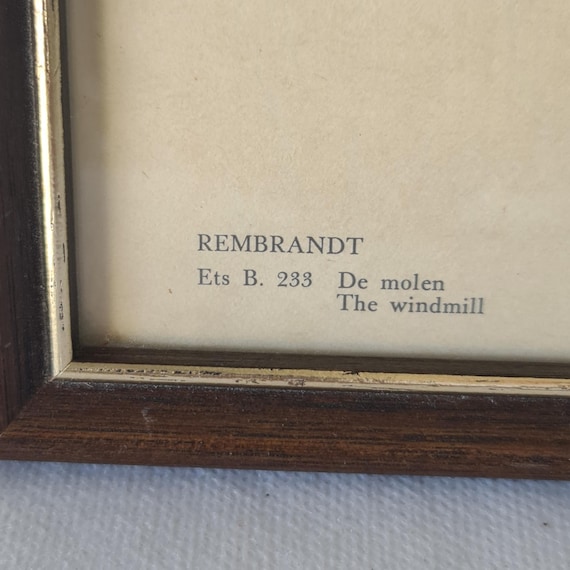 レンブラント作「風車」エッチング（1641年）サイン入りプレート付き