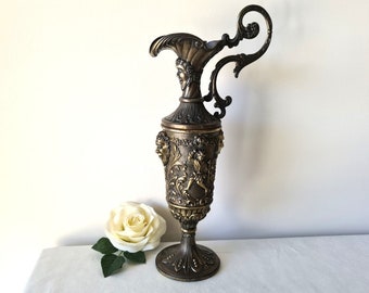 Italian Pitcher & Chalice 2 in 1, Rare Vintage Collectable Tall Baroque Home Decor, Made in Italy, Unique Victorian Pattern, Great gift