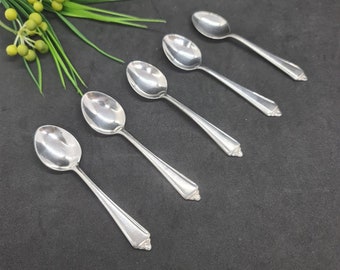 Cucharas Rodd de plata, cubiertos de plata pequeños, cucharas de café de té Rodd EPNS A1 vintage 5 piezas Set Vintage plateado, gran regalo vintage