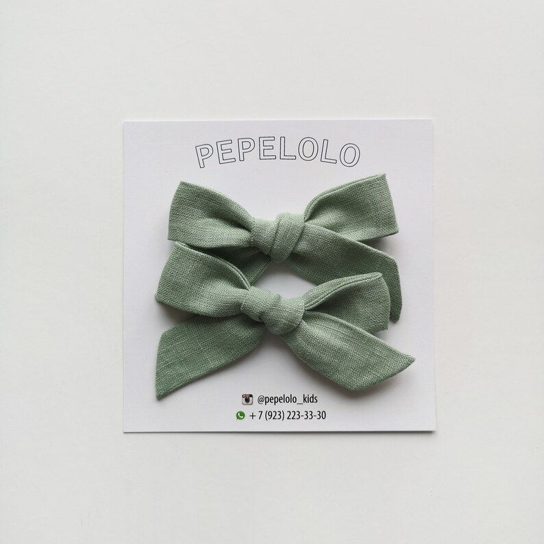 Pink linen hair bow set Hair clips barrettes and toddler Etsy